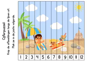 Voorbeeld - Cijferpuzzel voor kleuters (Thema zomer) - Pagina 3