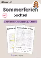 Vorschau - Arbeitsblätter - Sommerferien Suchsel Freebie - Deckblatt