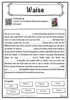Vorschau - Unterrichtsreihen - Waise Lückentext mit Wortspeicher Hörverstehen und Suchsel - Seite 1