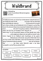 Vorschau - Unterrichtsreihen - Waldbrand Lückentext mit Wortspeicher Hörverstehen und Suchsel - Seite 1