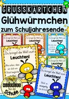 Vorschau - Anderer Materialtyp - Grußkärtchen zum Schuljahresende | Glühwürmchen leuchten – Feriengruß für Schüler - Deckblatt