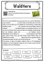 Vorschau - Unterrichtsreihen - Waldtiere Lückentext mit Wortspeicher Hörverstehen und Suchsel - Seite 1