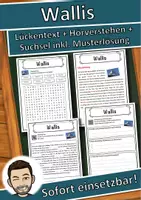 Vorschau - Unterrichtsreihen - Wallis Lückentext mit Wortspeicher Hörverstehen und Suchsel - Deckblatt