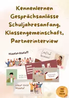 Vorschau - Spiele - Kennenlernen, Klassengemeinaschaft, Partnerinterview, Sprechanlässe, Klassenlehrerschaft, neue Klasse - Deckblatt