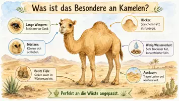 Vorschau - Arbeitsblätter - Arbeitsblätter zum Thema "Was ist das Besondere an Kamelen?" + Lösung & MP3 + Mindmap + Infografik - Seite 1