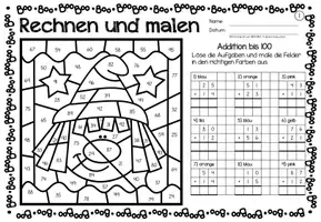 Vista previa - Hojas de trabajo - Rechen-Mal-Blätter - Addition bis 10 (Halloween) Sumas y restas Matemáticas Alemán - página 2