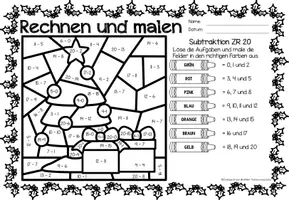 Vista previa - Hojas de trabajo - Rechen-Mal-Blätter - Subtraktion ZR 20 (Weihnachten) Navidad Sumas y restas Matemáticas Alemán - página 3