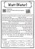 Vorschau - Unterrichtsreihen - Watt (Natur) Lückentext mit Wortspeicher Hörverstehen und Suchsel - Seite 1