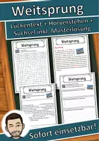 Vorschau - Unterrichtsreihen - Weitsprung Lückentext mit Wortspeicher Hörverstehen und Suchsel - Deckblatt