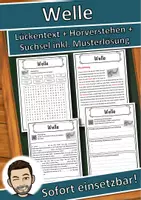 Vorschau - Unterrichtsreihen - Welle Lückentext mit Wortspeicher Hörverstehen und Suchsel - Deckblatt