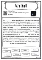 Vorschau - Unterrichtsreihen - Weltall Lückentext mit Wortspeicher Hörverstehen und Suchsel - Seite 1