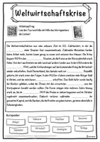Vorschau - Unterrichtsreihen - Weltwirtschaftskrise Lückentext mit Wortspeicher Hörverstehen und Suchsel - Seite 1