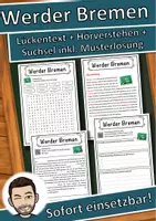 Vorschau - Unterrichtsreihen - Werder Bremen Lückentext mit Wortspeicher Hörverstehen und Suchsel - Deckblatt