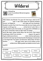 Vorschau - Unterrichtsreihen - Wilderei Lückentext mit Wortspeicher Hörverstehen und Suchsel - Seite 1