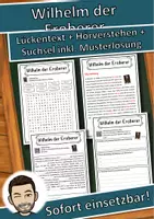 Vorschau - Unterrichtsreihen - Wilhelm der Eroberer Lückentext mit Wortspeicher Hörverstehen und Suchsel - Deckblatt
