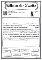 Vorschau - Unterrichtsreihen - Wilhelm der Zweite Lückentext mit Wortspeicher Hörverstehen und Suchsel - Seite 1