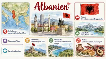 Vorschau - Arbeitsblätter - Arbeitsblatt zum Thema "Albanien" + Onlineübung & MP3 + Infografik - Seite 1