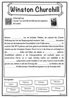 Vorschau - Unterrichtsreihen - Winston Churchill Lückentext mit Wortspeicher Hörverstehen und Suchsel - Seite 1