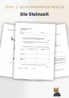 Vorschau - Arbeitsblätter - Test / Leistungskontrolle: Die Steinzeit - Deckblatt