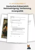 Vorschau - Test - Klassenarbeit: Deutsches Kaiserreich: Reichseinigung, Verfassung, Innenpolitik - Deckblatt