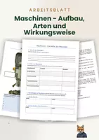 Vorschau - Arbeitsblätter - Arbeitsblatt: Maschinen – Aufbau, Arten und Wirkungsweise, Technik / Werken - Deckblatt