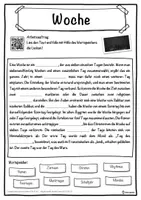 Vorschau - Unterrichtsreihen - Woche Lückentext mit Wortspeicher Hörverstehen und Suchsel - Seite 1