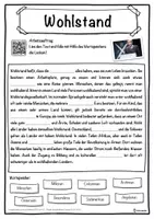 Vorschau - Unterrichtsreihen - Wohlstand Lückentext mit Wortspeicher Hörverstehen und Suchsel - Seite 1