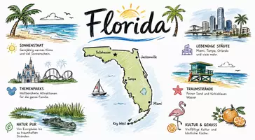 Vorschau - Arbeitsblätter - AB mit Fragen zum Thema "Florida" + Lösungsblatt + Infografik - Seite 1