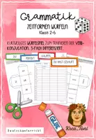 Vorschau - Arbeitsblätter - Zeitformen würfeln – Grammatikspiel zur Verbkonjugation (Präsens, Präteritum, Perfekt, Futur) Deutsch Klasse 2, 3, 4, 5, 6 - Deckblatt