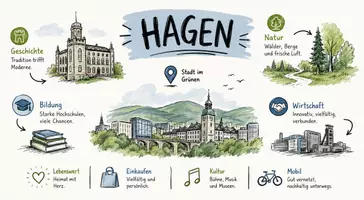 Vorschau - Arbeitsblätter - AB mit Fragen zum Thema "Hagen" + Lösungsblatt + Infografik - Seite 1