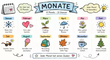 Vorschau - Arbeitsblätter - Arbeitsblatt "Monat" + Onlineübung & MP3 + Infografik - Seite 1