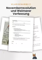 Vorschau - Arbeitsblätter - Klassenarbeit: Novemberrevolution & Weimarer Verfassung - Deckblatt