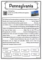 Vorschau - Unterrichtsreihen - Pennsylvania Lückentext mit Wortspeicher Hörverstehen und Suchsel - Seite 1