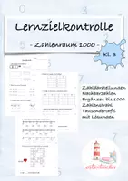 Vorschau - Arbeitsblätter - ZR 1000 Zahldarstellungen, Nachbarzahlen, Zahlenstrahl, Tausendertafel Lernzielkontrolle/ Arbeit - Deckblatt