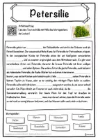 Vorschau - Unterrichtsreihen - Petersilie Lückentext mit Wortspeicher Hörverstehen und Suchsel - Seite 1