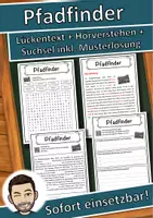 Vorschau - Unterrichtsreihen - Pfadfinder Lückentext mit Wortspeicher Hörverstehen und Suchsel - Deckblatt