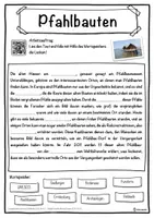 Vorschau - Unterrichtsreihen - Pfahlbauten Lückentext mit Wortspeicher Hörverstehen und Suchsel - Seite 1