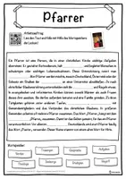 Vorschau - Unterrichtsreihen - Pfarrer Lückentext mit Wortspeicher Hörverstehen und Suchsel - Seite 1