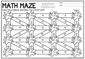 Vista previa - Hojas de trabajo - Math Maze - Addition within 100 (Christmas) | Navidad Sumas y restas Matemáticas Inglés - página 3