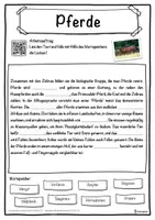Vorschau - Unterrichtsreihen - Pferde Lückentext mit Wortspeicher Hörverstehen und Suchsel - Seite 1