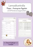 Vorschau - Klassenarbeiten - Lernzielkontrolle: Moses - Auszug aus Ägypten - Probe Religion - Deckblatt