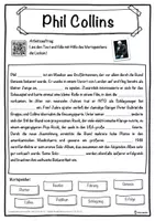 Vorschau - Unterrichtsreihen - Phil Collins Lückentext mit Wortspeicher Hörverstehen und Suchsel - Seite 1