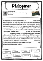 Vorschau - Unterrichtsreihen - Philippinen Lückentext mit Wortspeicher Hörverstehen und Suchsel - Seite 1