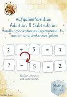 Vorschau - Stationenlernen - Aufgabenfamilien Addition & Subtraktion – Handlungsorientiertes Legematerial für Tausch- und Umkehraufgaben - Deckblatt
