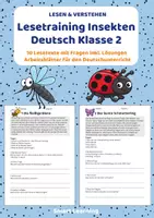 Vorschau - Stundenentwürfe - Leseverständnis Insekten – Klasse 2 | 10 Lesetexte mit Fragen & Lösungen - Deckblatt