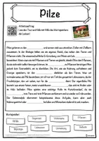 Vorschau - Unterrichtsreihen - Pilze Lückentext mit Wortspeicher Hörverstehen und Suchsel - Seite 1
