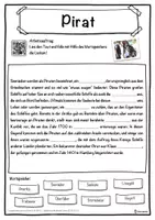 Vorschau - Unterrichtsreihen - Pirat Lückentext mit Wortspeicher Hörverstehen und Suchsel - Seite 1