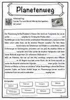 Vorschau - Unterrichtsreihen - Planetenweg Lückentext mit Wortspeicher Hörverstehen und Suchsel - Seite 1