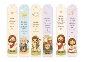 Vorschau - Bildkarten - Religion ⏐ 27 Lesezeichen ⏐ Jesus · Papst Leo · Moses & weitere Persönlichkeiten aus der Bibel ⏐ Schule · Kirche · Zuhause ⏐ Klassen 1–5 - Seite 1