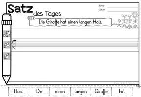 Vista previa - Hojas de trabajo - Gratis: Sätze schreiben / Satz des Tages / Schüttelsätze (Druckschrift) Alemán - página 2